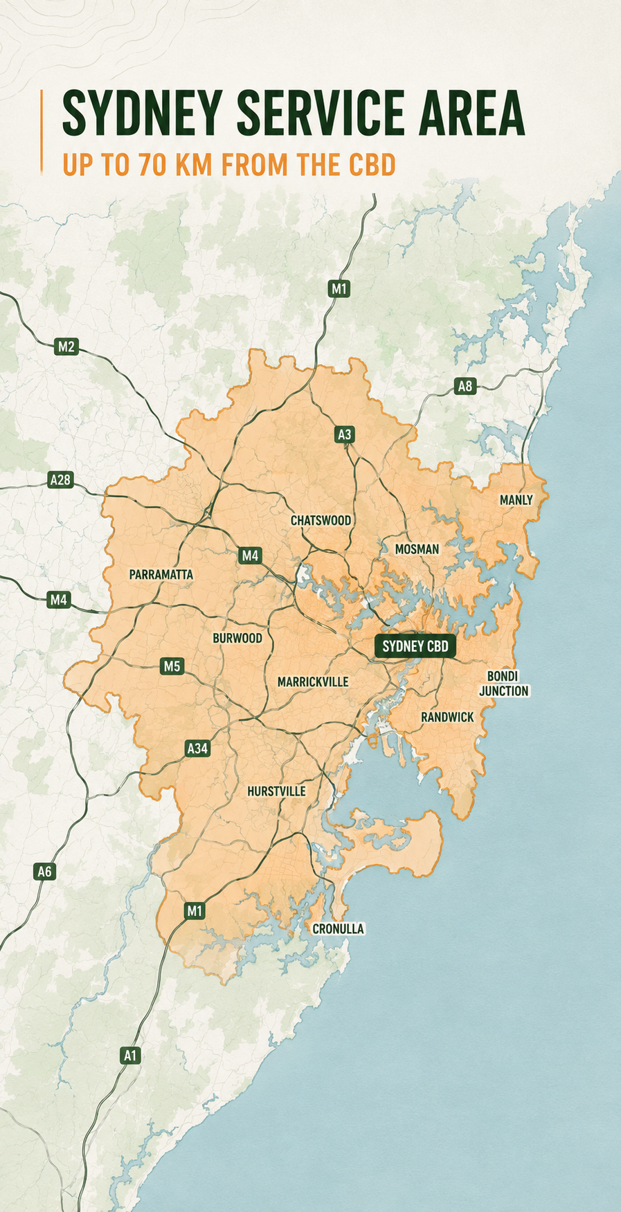 Sydney service area map by Desi Building Solutions